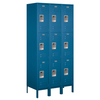 Salsbury Industries Wardrobe Locker, 36" W, 18" D, 78" H, (3) Wide, (9) Openings, Blue 63368BL-U